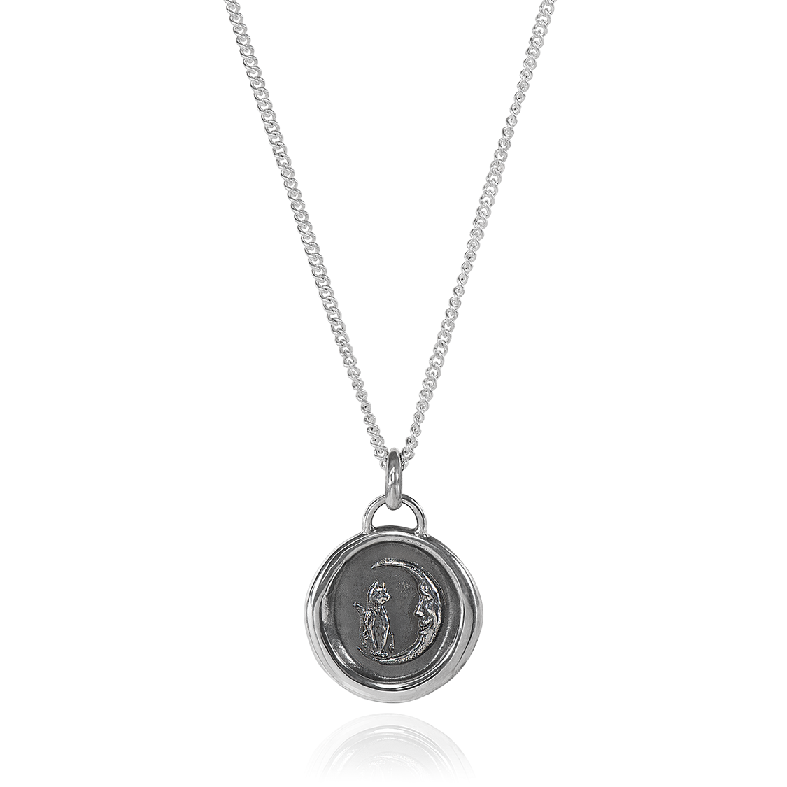 Amulets | Sterling Silver Pendant | Cat and Moon