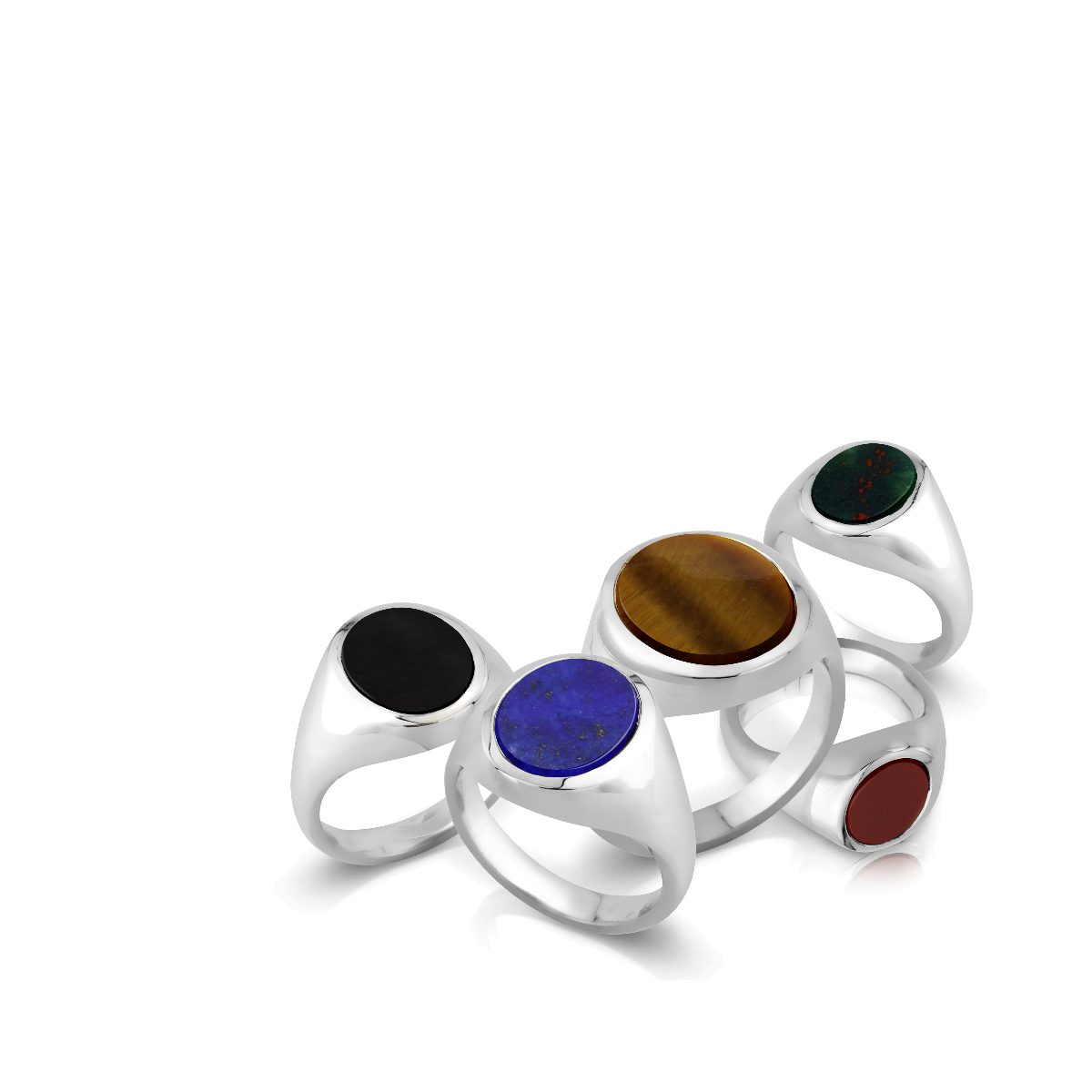 Sterling Silver Stone Set Oval Signet Ring