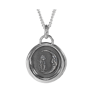 Amulets | Sterling Silver Pendant | Cat and Moon